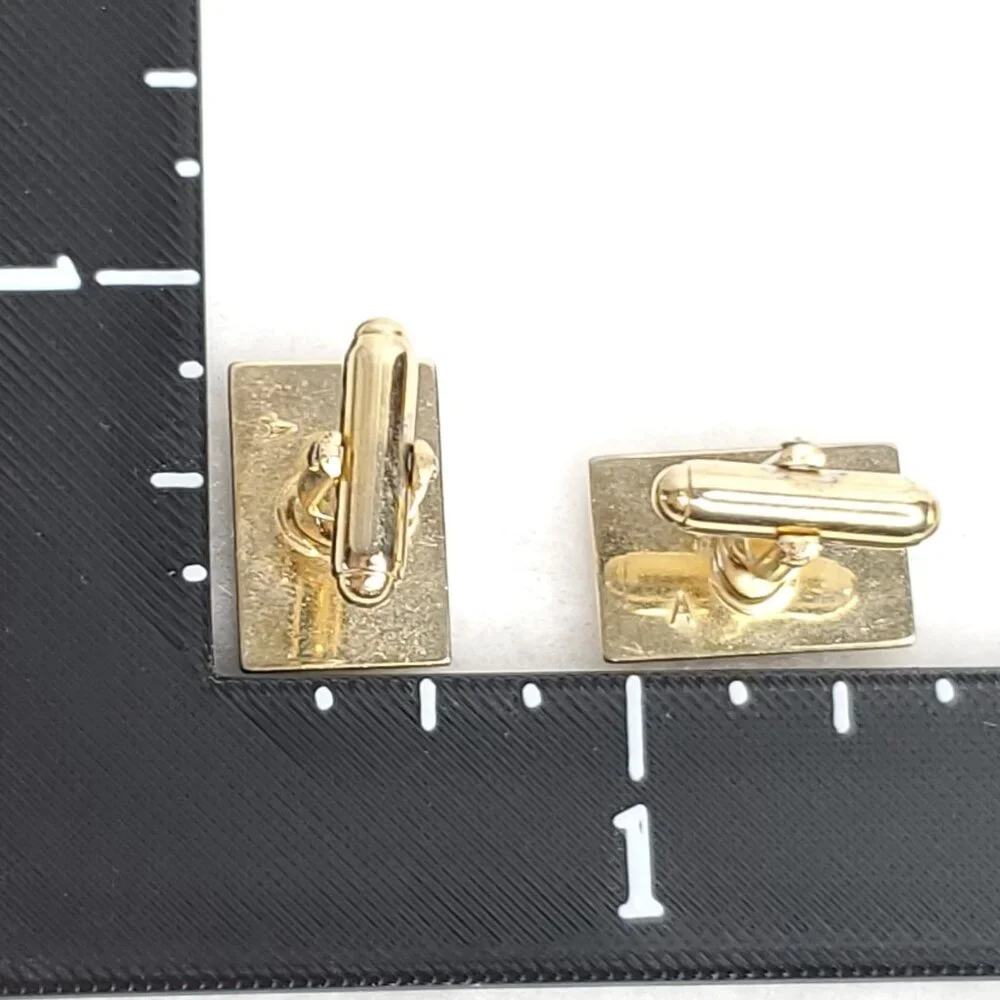 Vintage Anson Cufflinks Gold Tone White Mother Of Pearl Rectangle